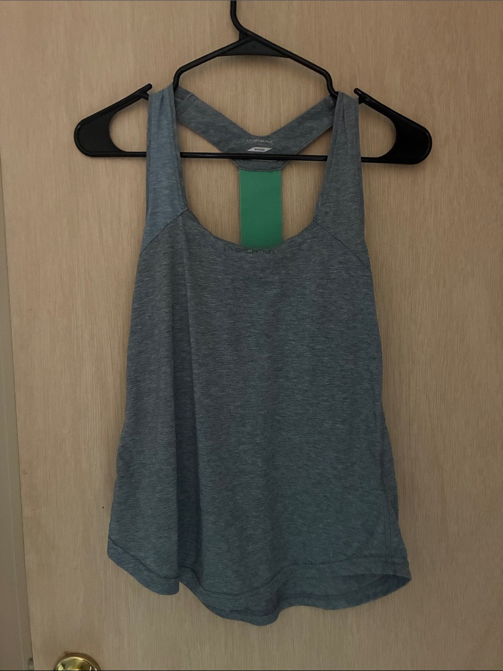 La Sportiva Women's Gray Racerback Tank Top with Green Back Detail